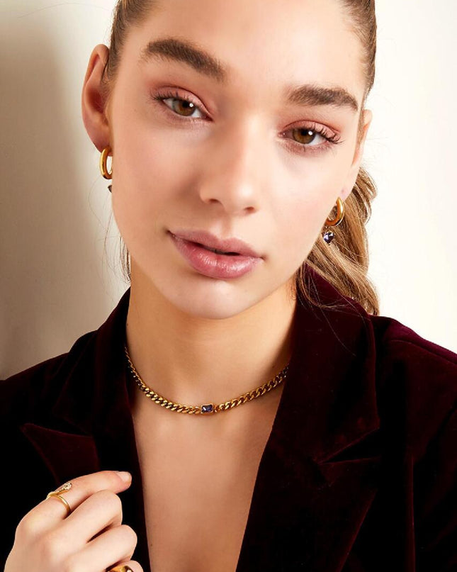 Ketting Diamond In Chain paars & goud