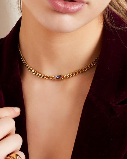 Ketting Diamond In Chain paars & zilver