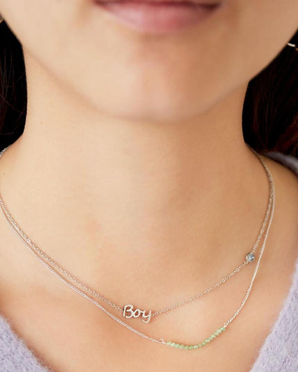 Geboortesteen Ketting Jongen zilver