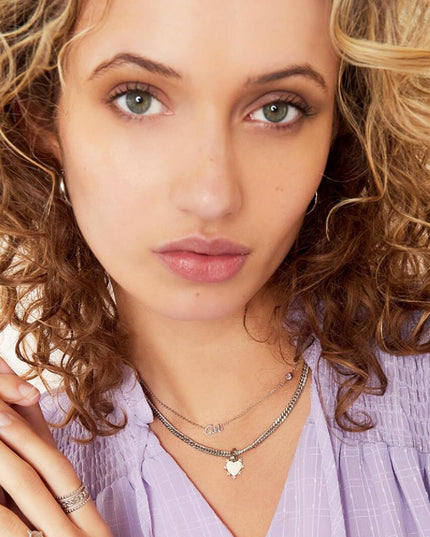 Geboortesteen Ketting Meisje zilver