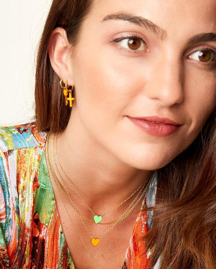 Ketting hartje paars & goud