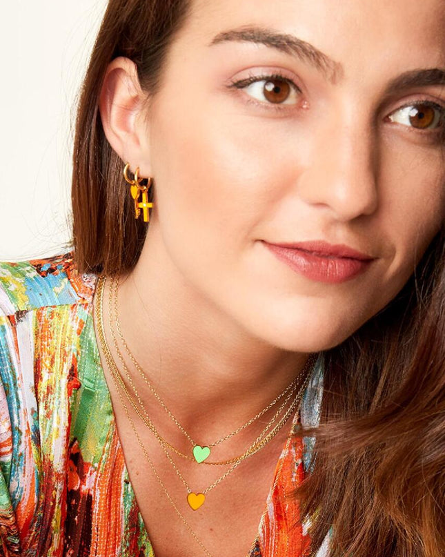 Ketting hartje paars & goud