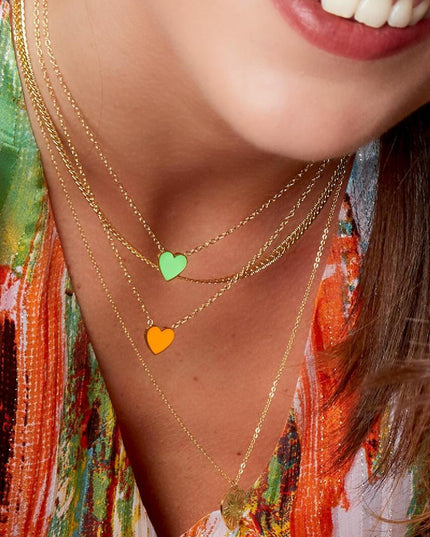 Ketting hartje paars & goud