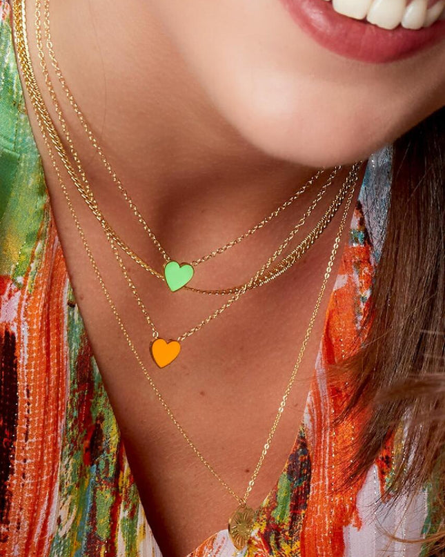 Ketting hartje paars & goud