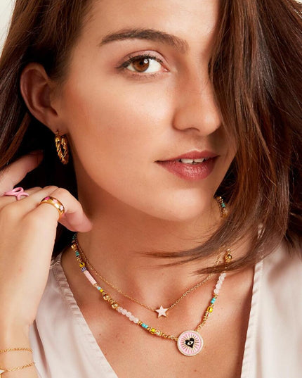 Ketting ster oranje & goud