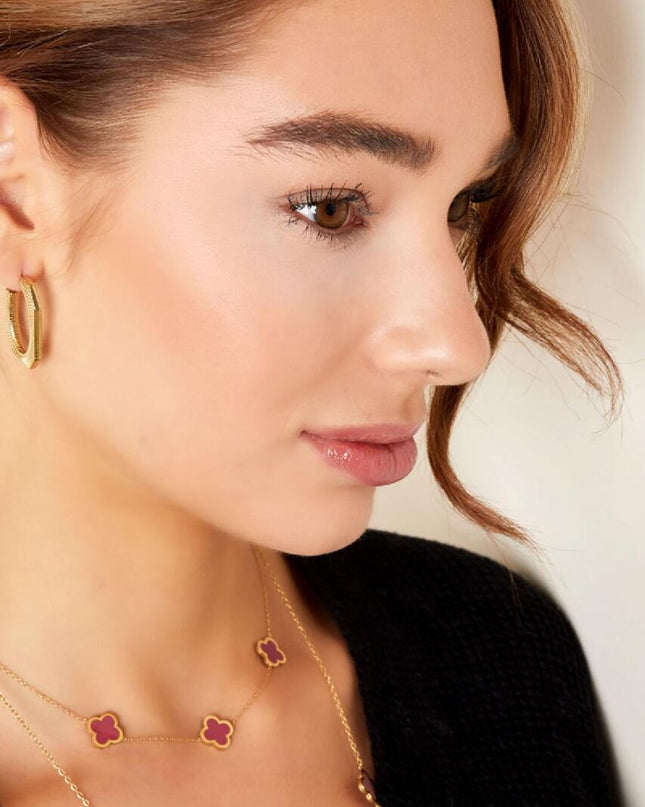 Ketting drie kleurrijke klavers - paars