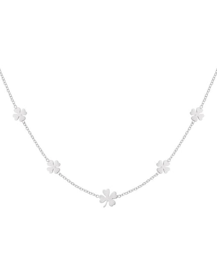 Ketting 5 klavertjes Zilver Stainless Steel