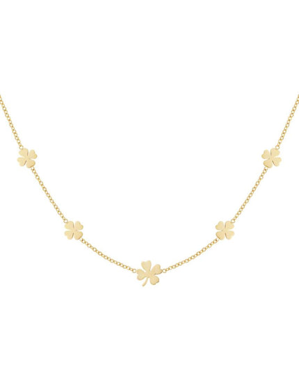 Ketting 5 klavertjes Goud Stainless Steel