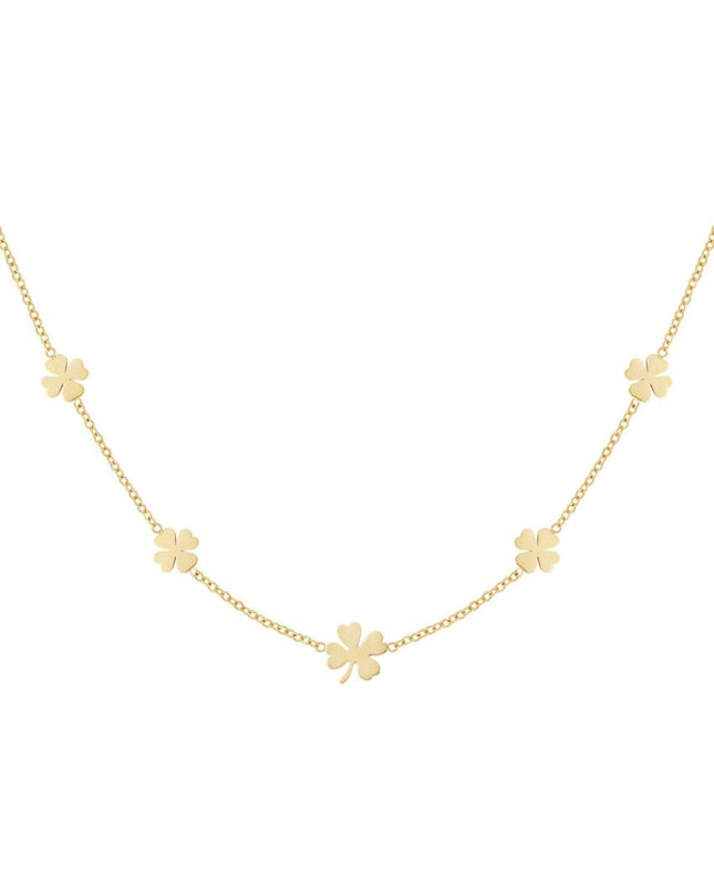 Ketting 5 klavertjes Goud Stainless Steel