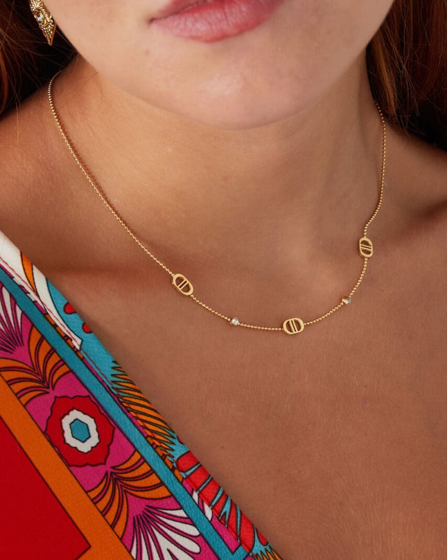 Ketting the good life met steentjes - zilver