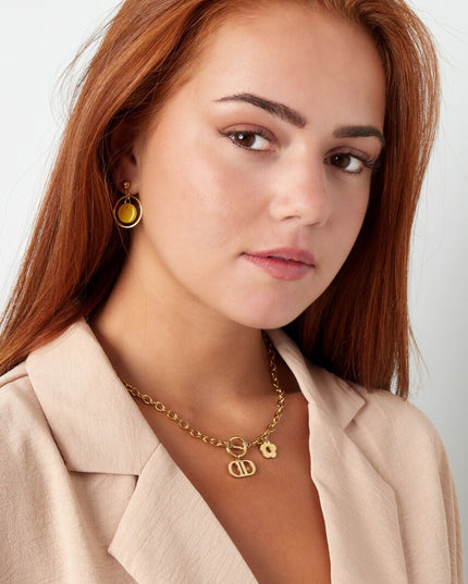 Schakelketting the good life met bloem - goud