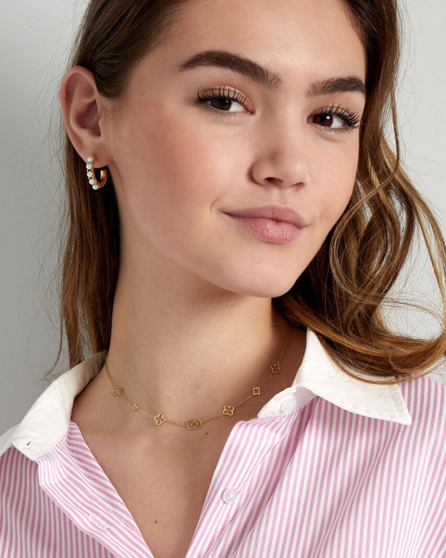 Klassieke ketting met klaver bedels - goud