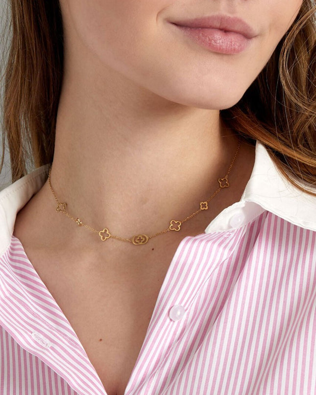 Klassieke ketting met klaver bedels - goud