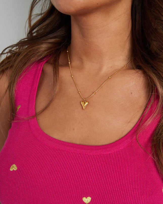 Bolletjes ketting met hartje klein - zilver