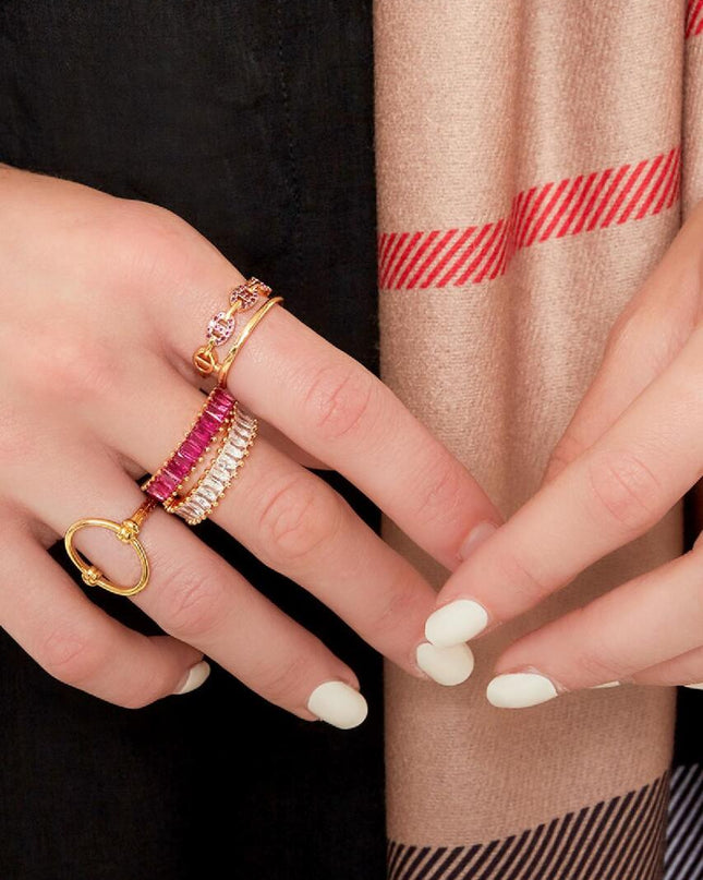 One size edelstenen ring - wit