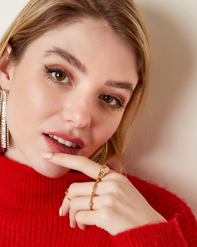 Statement ring met ronde zirkoonsteen maat 16