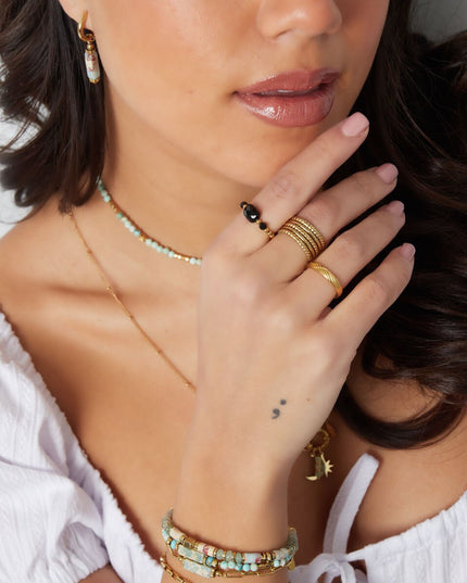 Elastieken ring met grote steen