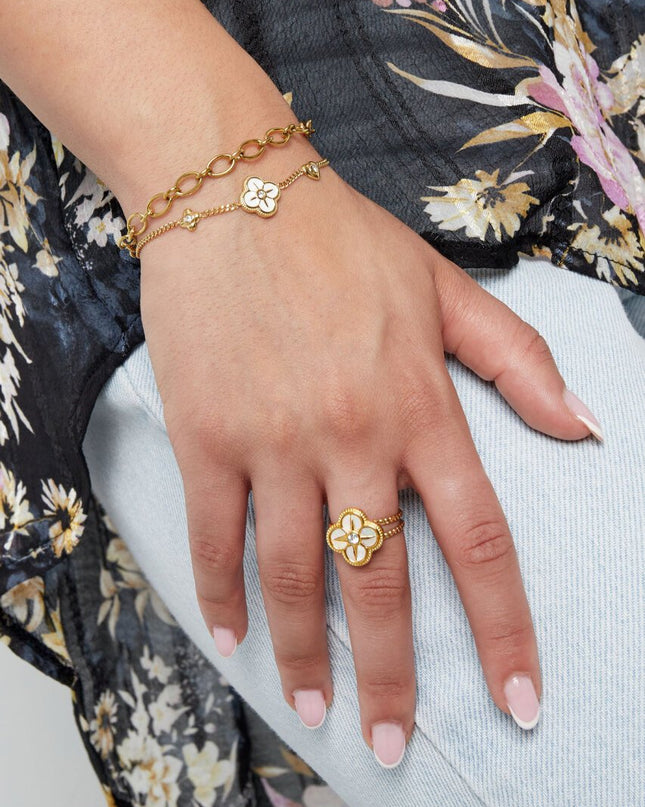 Ring klaver wit - goud