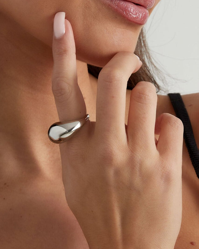 Druppel ring - zilver