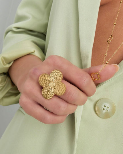Statement ring klaver - Gold
