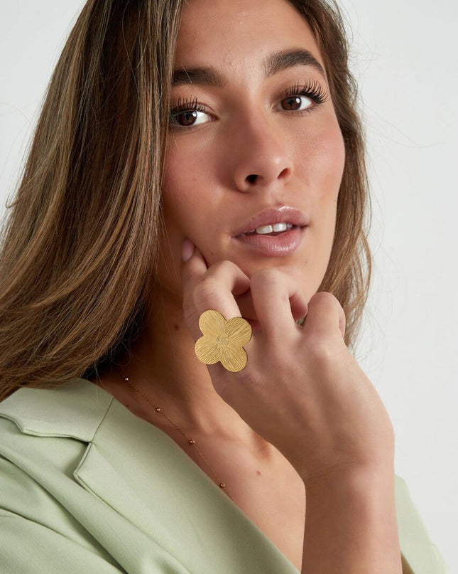Statement ring klaver - Gold
