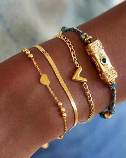 Roestvrijstalen armband Letter V Goud