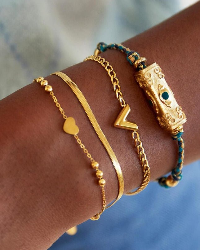 Roestvrijstalen armband Letter V Goud