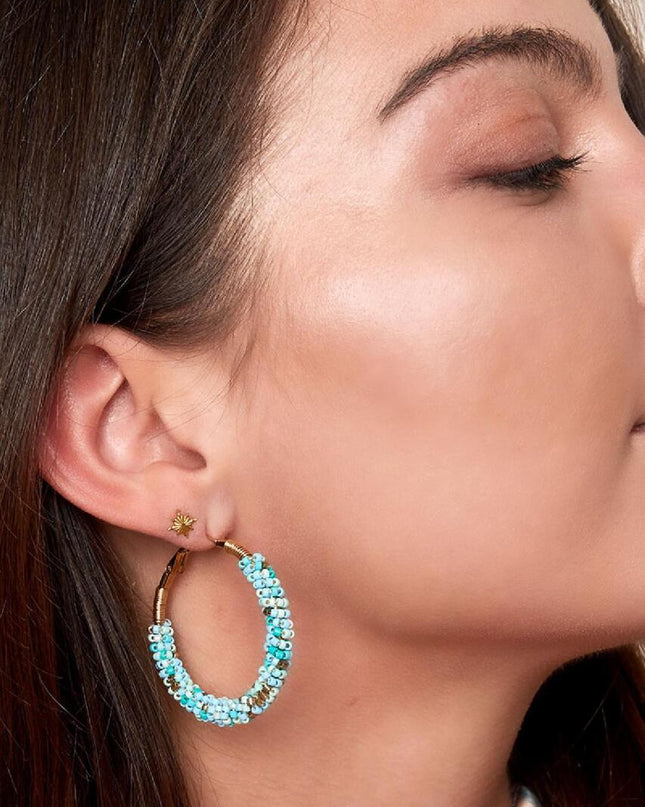 Oorringen kraal roze