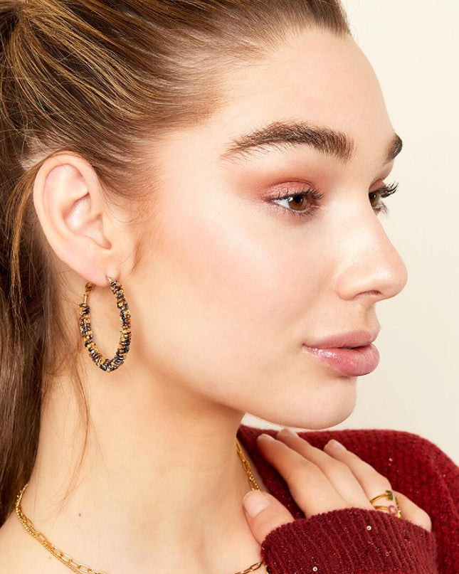 Oorringen kraal blauw