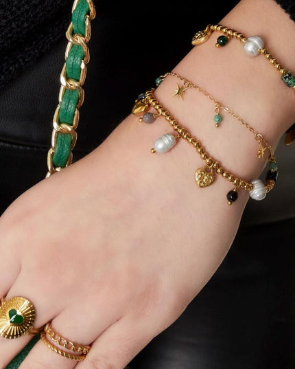 Roestvrij stalen armband kralen the good life Goud