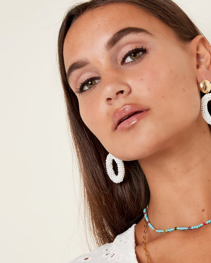 Kralen oorbellen ovaal groen