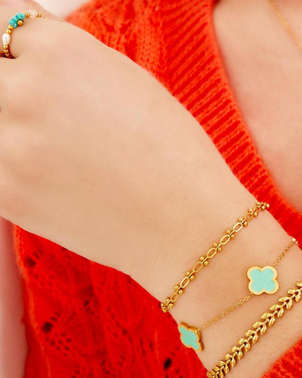 Armband drie kleurrijke klavers - paars