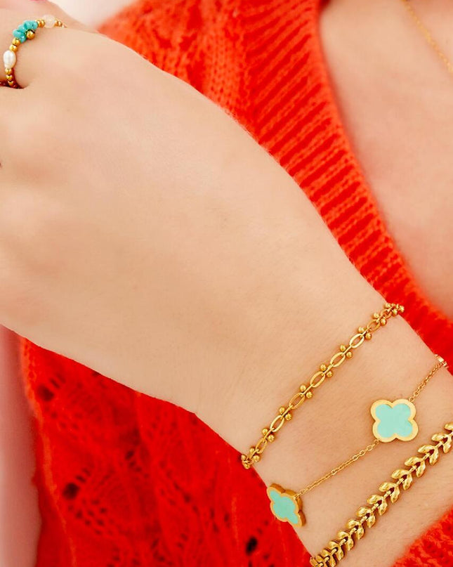 Armband drie kleurrijke klavers - paars