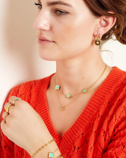 Armband drie kleurrijke klavers - paars