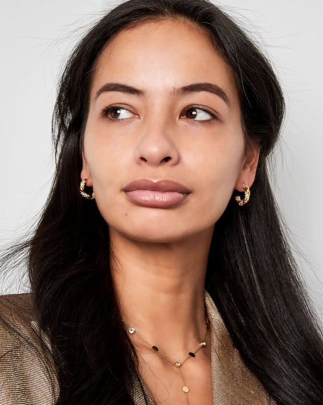 Oorbellen twist met strass goud