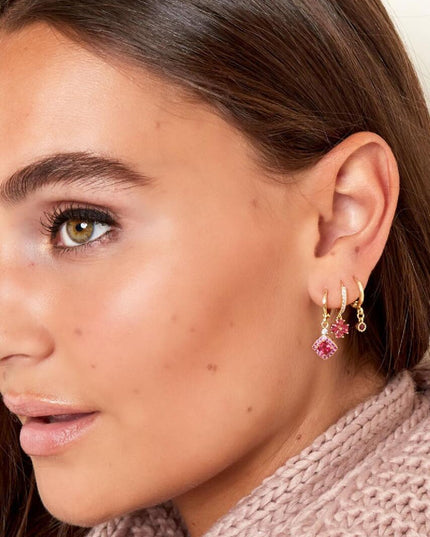 Oorbellen bloem met zirkoon Green & Gold Koper