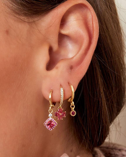 Oorbellen bloem met zirkoon Green & Gold Koper