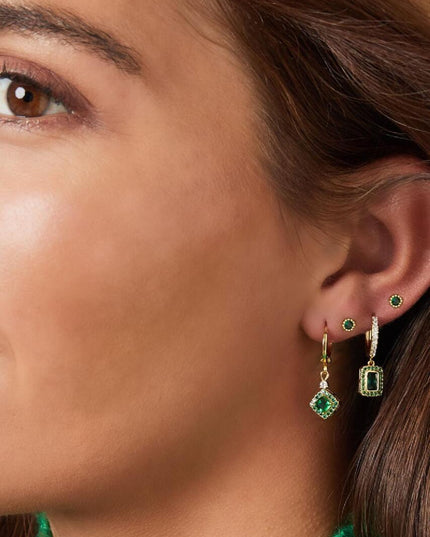 Oorbellen vierkant met zirkoon Zilver Koper