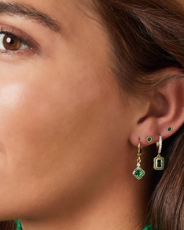 Oorbellen vierkant met zirkoon Goud Koper