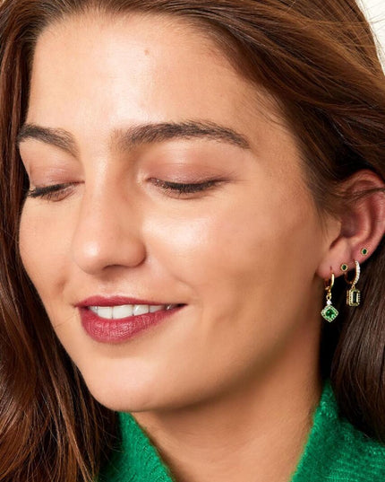 Oorbellen vierkant met zirkoon Zilver Koper