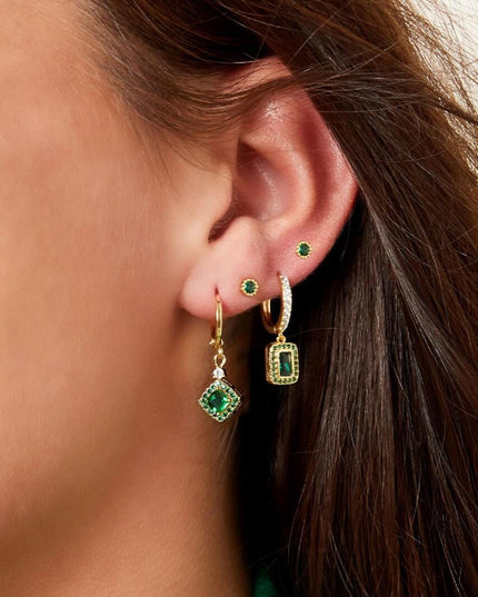 Oorbellen vierkant met zirkoon Zilver Koper