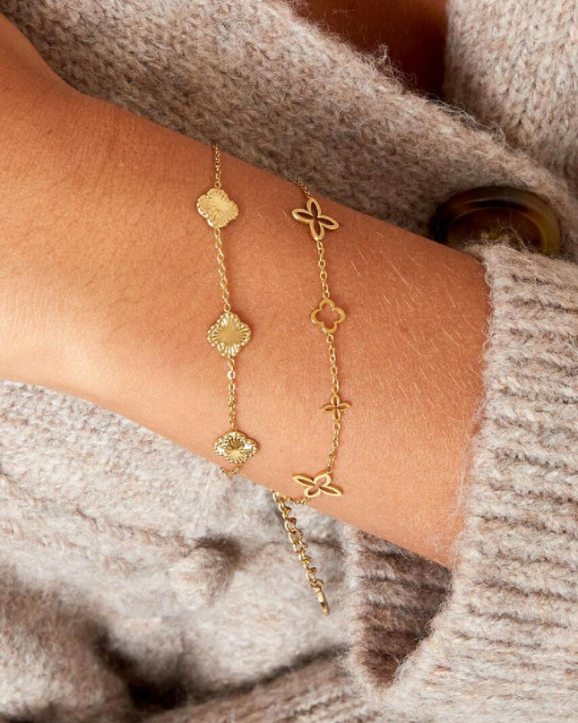 Armband klaver met patroon - Goud
