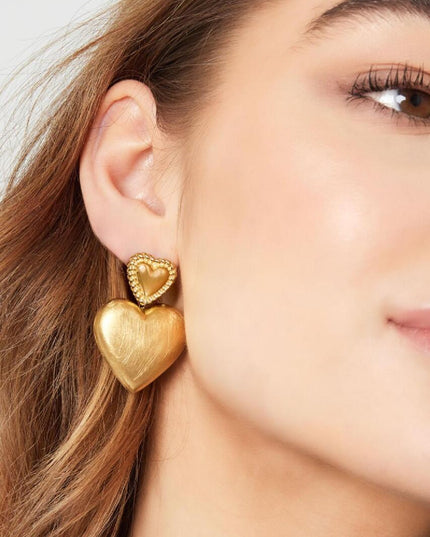 Oorbellen hartjes - goud Stainless Steel
