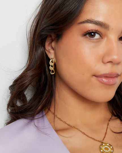 Oorstekers schakels zirkoon goud