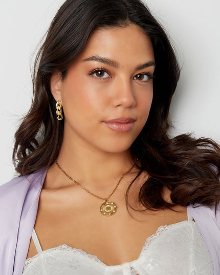 Oorstekers schakels zirkoon goud