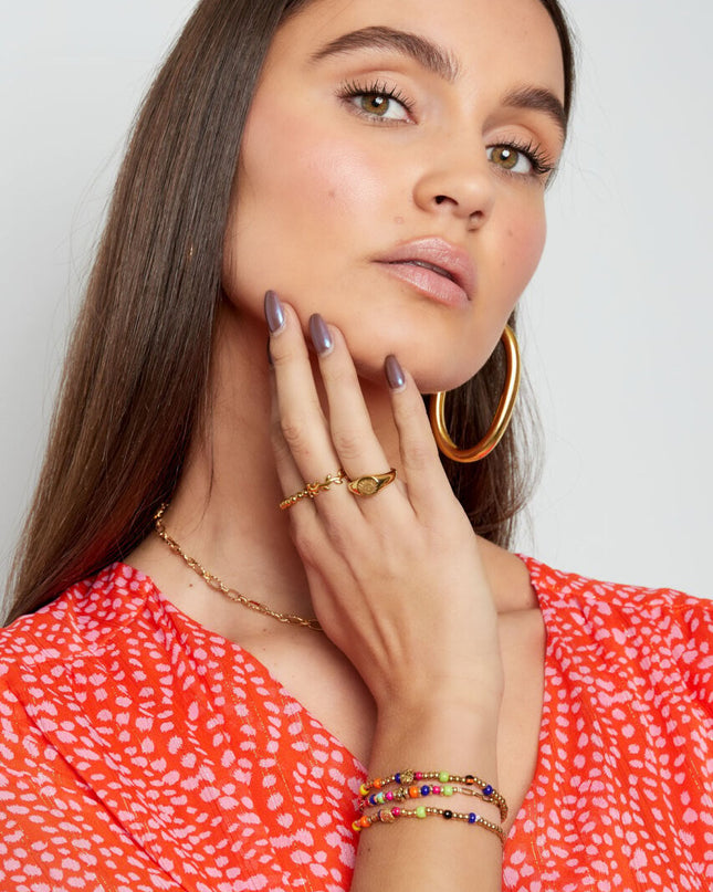 Kralen armband met kleurrijke kralen Goud