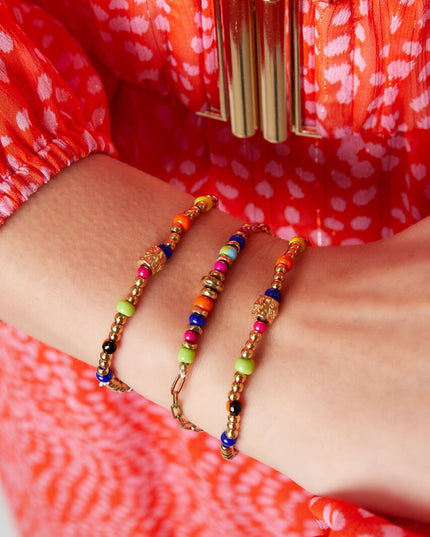 Kralen armband met kleurrijke kralen Goud
