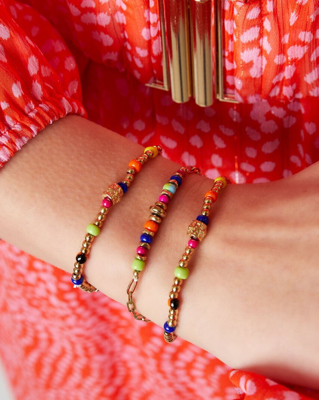 Kralen armband met kleurrijke kralen Goud