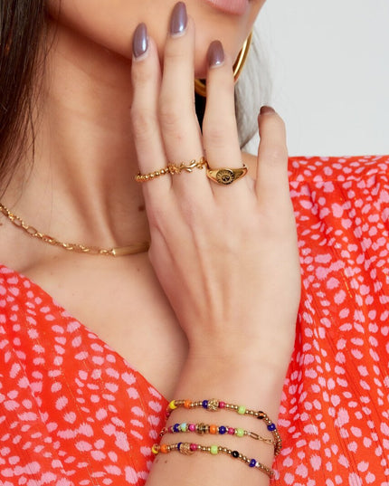 Kralen armband met kleurrijke kralen Goud