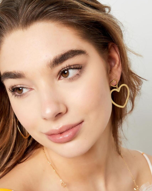 Hart oorbellen Goud Stainless Steel